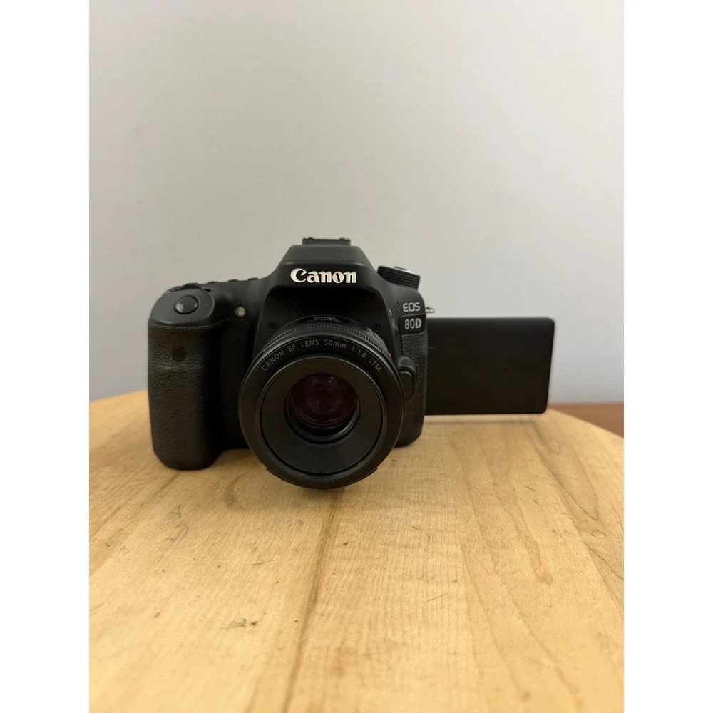 Canon EOS 80D 24.2MP DSLR Camera w/ EF 50mm f/1.8 STM Lens, Battery & Charger